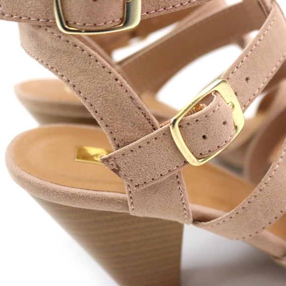 Qupid Chamber Taupe Nude Strappy 3.5 in Heels NEW! - Picture 4 of 8